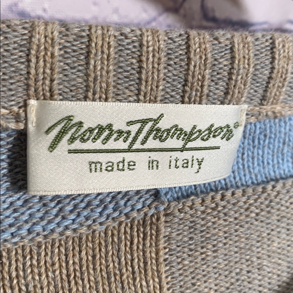 Norm Thompson 3d Knit Checkered Patchwork Sweater… - image 4